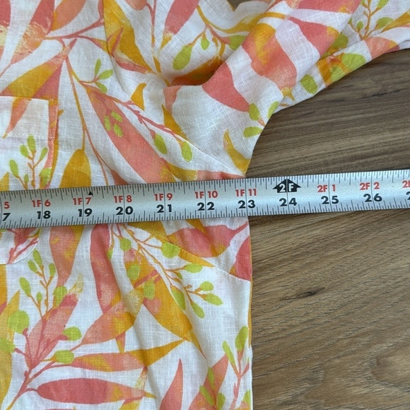 CORAL BAY Womens Leaf Print Convertible Sleeve Linen Blend Button Up Shirt Sz XL - Picture 7 of 8
